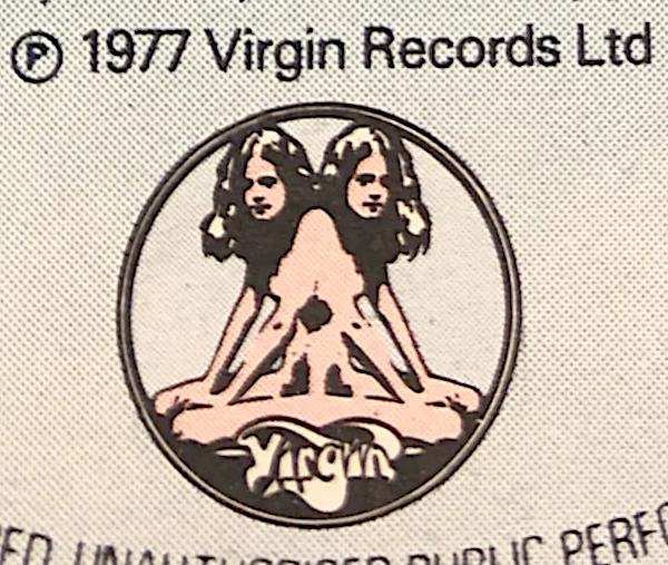 Flesh coloured Virgin logo on labels